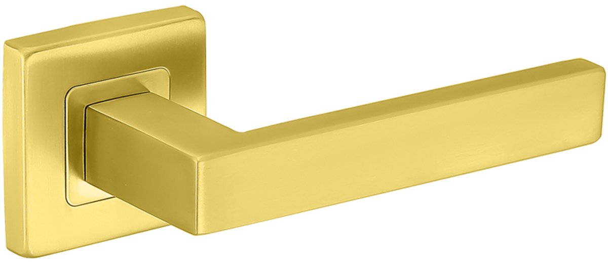 Deurkruk (2x) Alice vierkant 20mm haaks op vierkant rozet mat goud PVD gecoat | Deurklinken vierkant