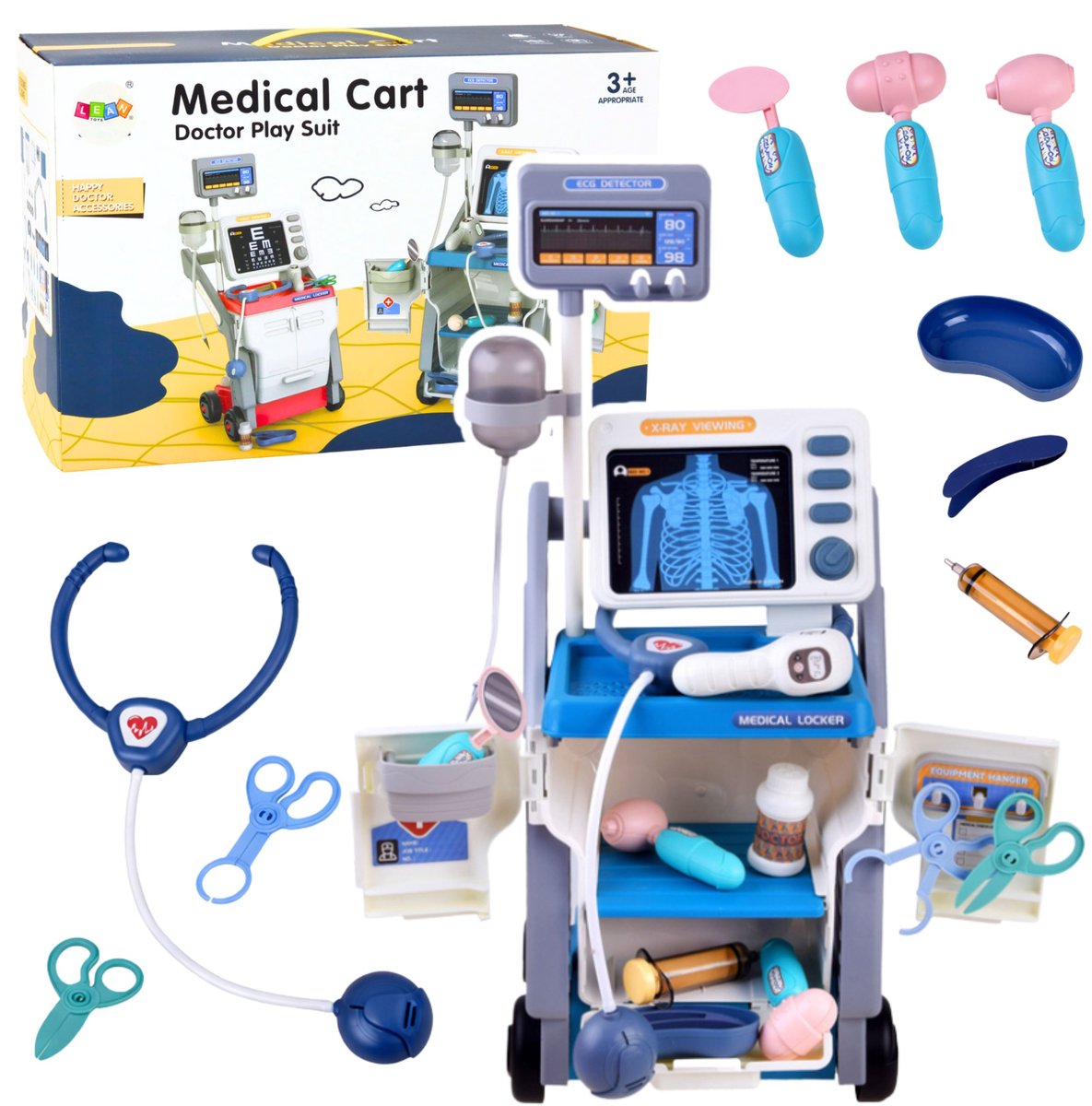 Little Doctor's Set Medische Kar X-ray Ecg Licht Blauw 16 St.