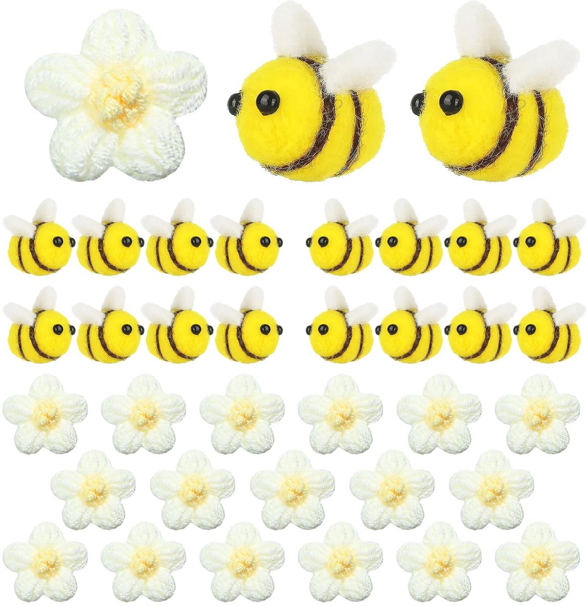 Solidchoice - 36 Stuks Bijen Decoratie Viltbloemen voor DIY Craft Projecten