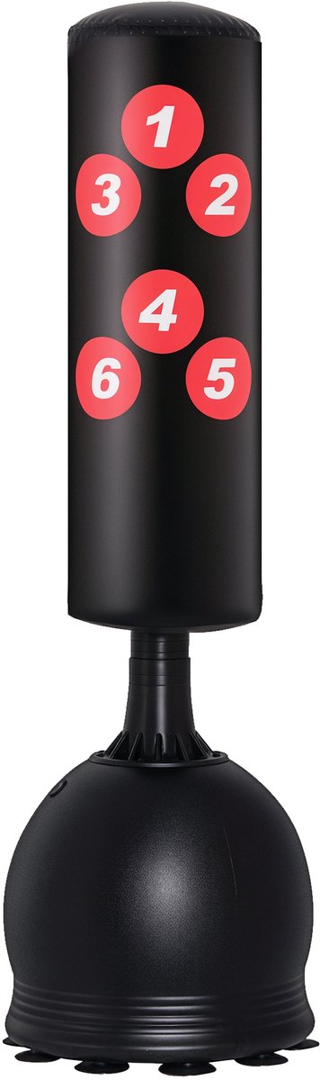 50 x 50 x 165 cm Staande Bokszak, Vrijstaande Heavy Duty Bokstrainer voor Volwassenen en Beginners, Punchingball met Vulbare Basis en Zuignappen, Bokspaal voor Thuisfitness voor Krachttraining en Conditietraining, Zwart