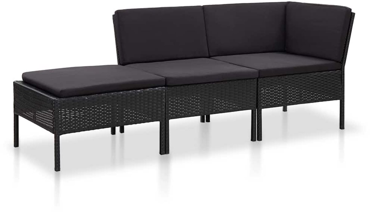 Vidaxl Tuin Loungeset Zwart Tuinbank