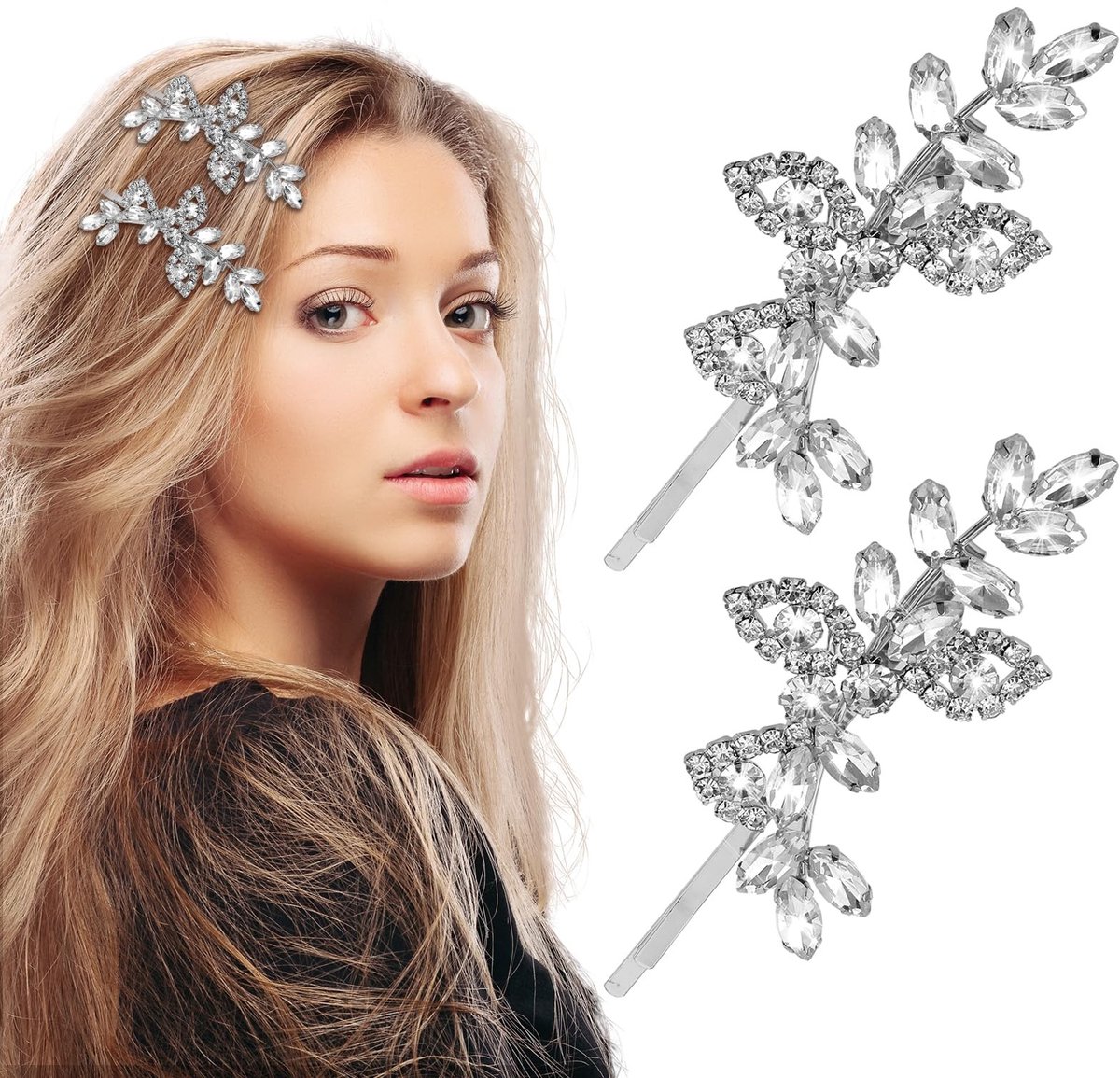 Solidchoice - Set van 2 Strass Haarspelden voor Bruidsaccessoires