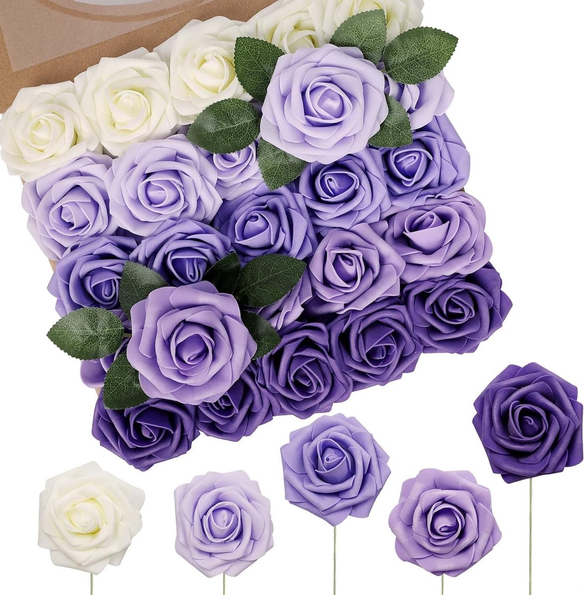 Kunstbloemen - Paars - 18 cm - Schuimbloemen voor Creatieve Projecten - Voor Bruiloften en Interieurdecoratie