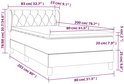 Dessin technique d'un lit boxspring rose avec dimensions.