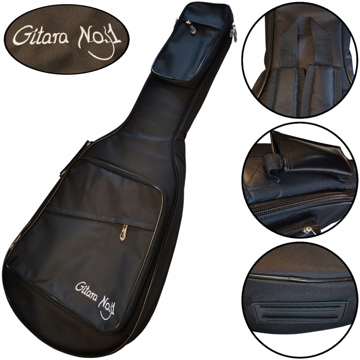Merkloze Gitaartas 3/4 Klassiek - 12mm Schuim, Zwart