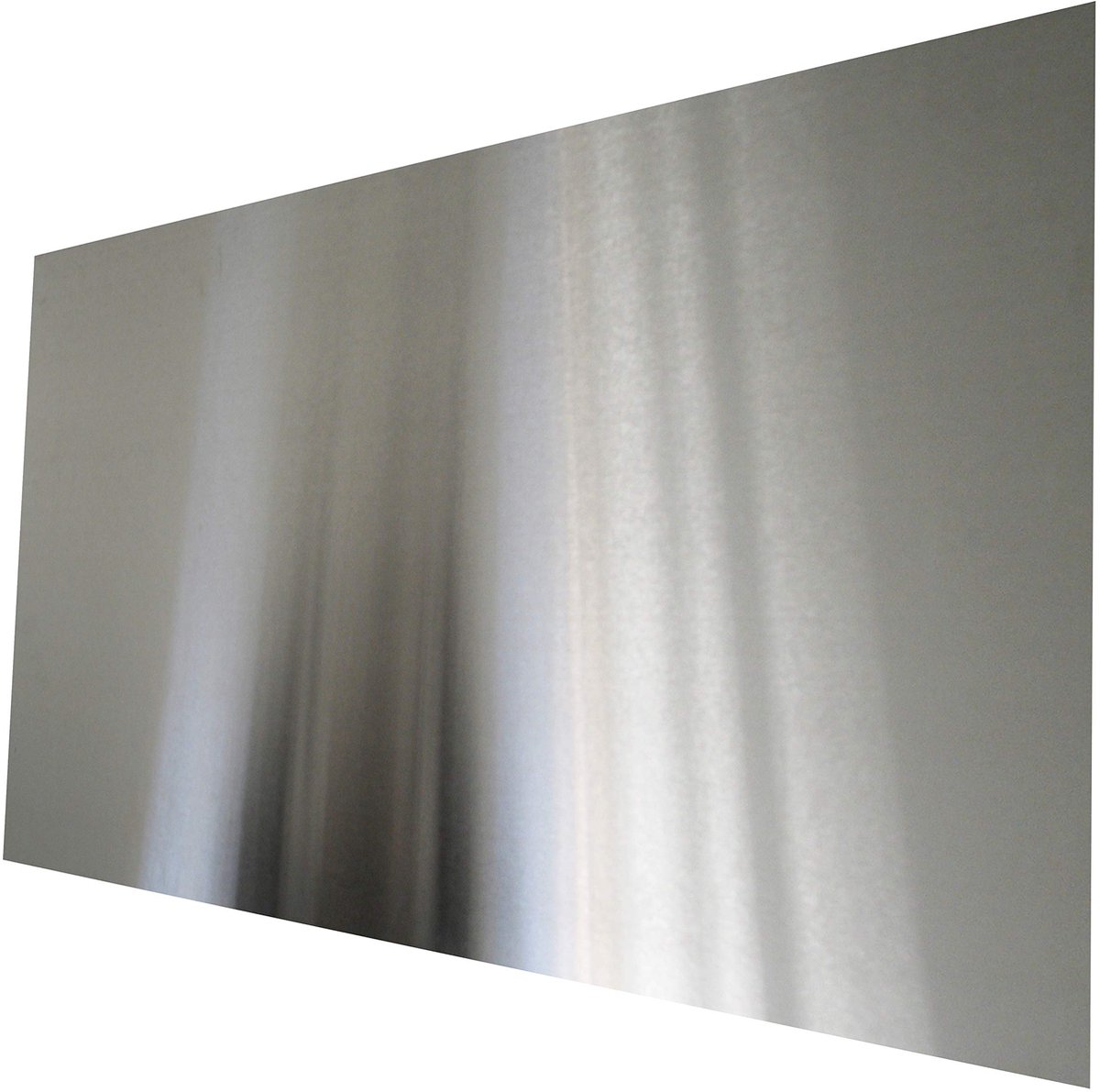 HOME It® Spatplaat RVS Geborsteld 60 x 30 cm – Keukenmuurbescherming – Dikte 0,8 mm – Eenvoudige Installatie – Achter - ShopVlot