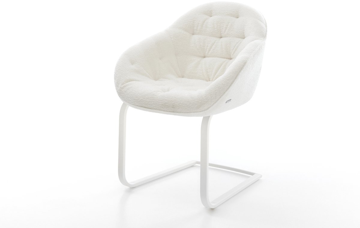 Sledestoel Gaio-Flex sledemodel vlak wit bouclé zacht beige