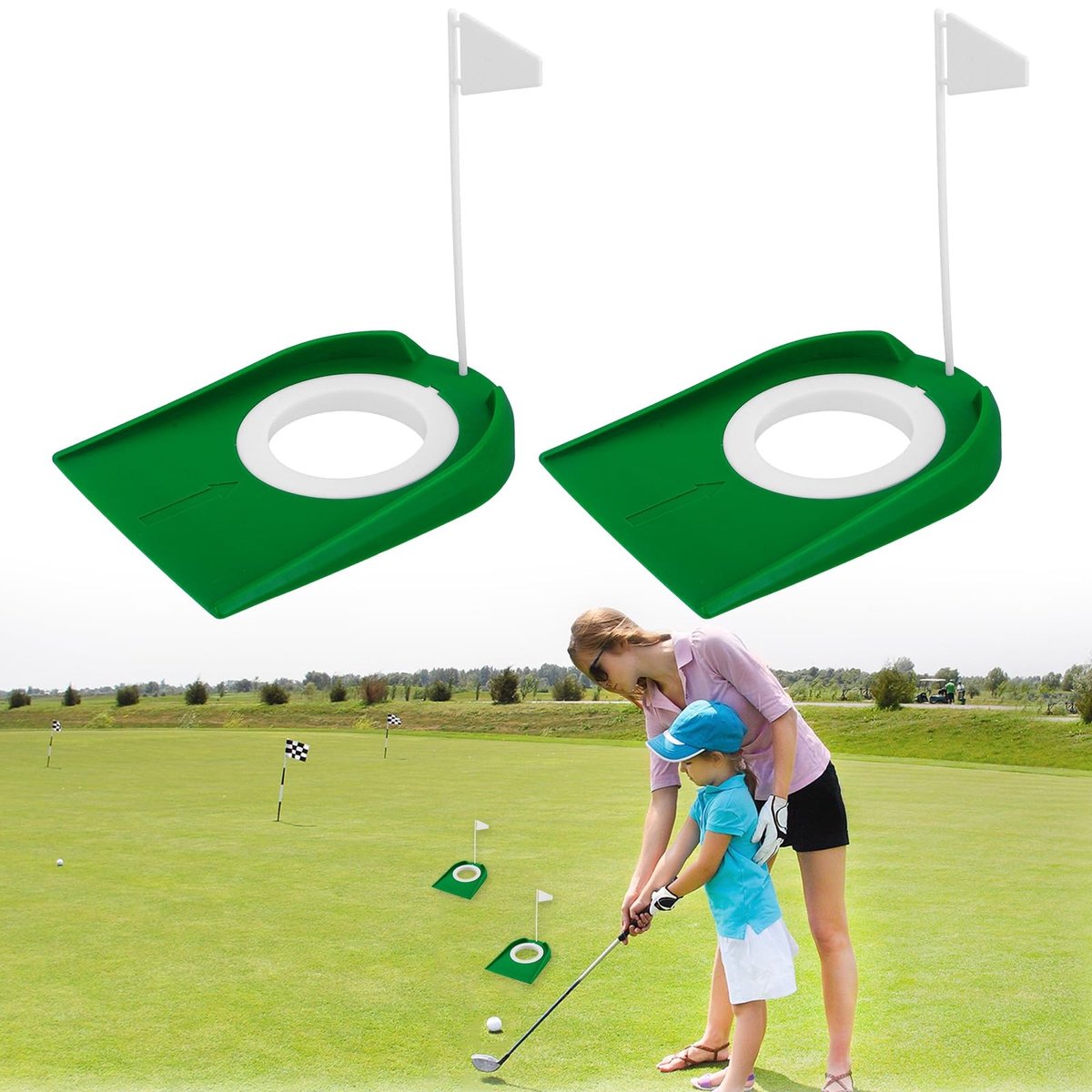 Solidchoice - 2 Stuks Golfputting Cup met Vlag voor Binnen en Buiten