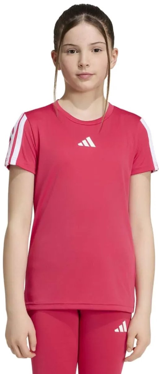 Adidas Training Essentials 3 Stripes T-shirt Met Korte Mouwen 13-14 Years Meisje Roze