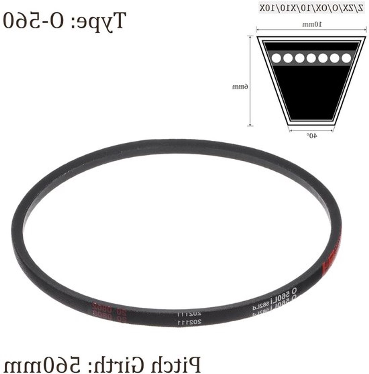 Trapeziumvormige aandrijfriem 582 mm x 10 mm x 6 mm - Rubber riem voor industriële toepassingen, hittebestendig en duurzaam