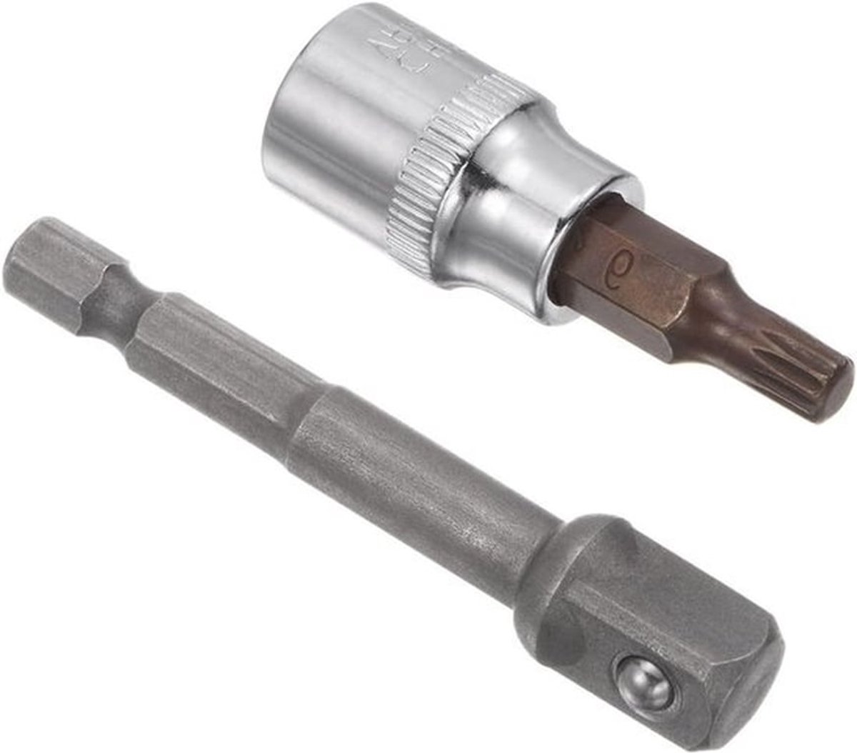 Spline Bit Socket 3/8" Aandrijving x M6 (6 mm) Sleutelverbinder, Premium S2-staal, Hex-schacht Booradapter voor koppel- en ratelmoeren, 4,8 cm lengte