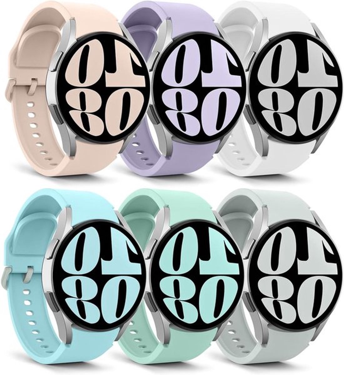 Zachte siliconen vervangband voor Samsung Galaxy Watch 7, 6, 5, 4 - Waterdicht en ademend, Multikleurige opties beschikbaar