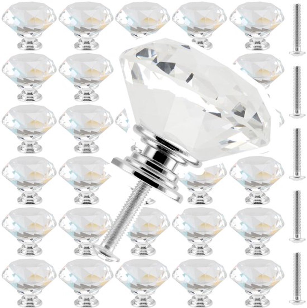Deurklink 30mm - Kristal Deurklinken - Luxe Handgrepen - Crystal Diamant Knoppen - Eenvoudig te Installeren - Hoogwaardige Materialen