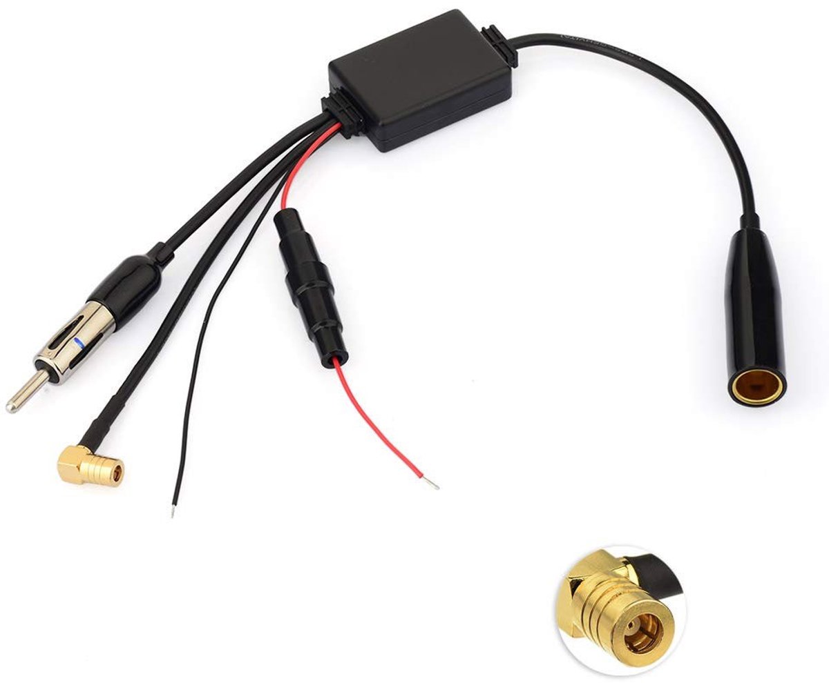 Solidchoice - Antennesplitter met Signaalversterker en Adapter voor Autoradio