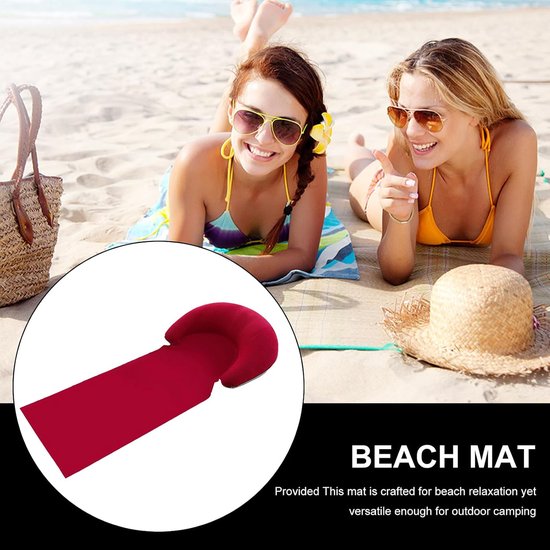 Strandmat - Luchtbed - Ontspannen buiten - Opblaasbaar kussen - 160 x 70 cm - Rood — afbeelding 2