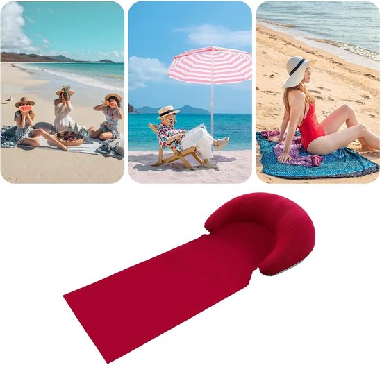 Strandmat - Luchtbed - Ontspannen buiten - Opblaasbaar kussen - 160 x 70 cm - Rood — afbeelding 5
