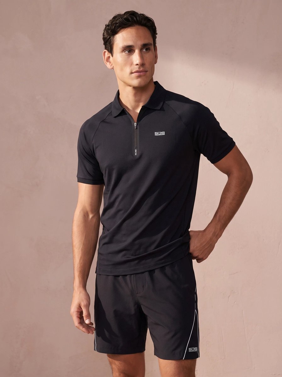 Sjeng Sports CHET - Maat: S Dark Blue - Tennis Polo's Mannen - Poloshirt - 87% polyester, 13% elastaan, single jersey