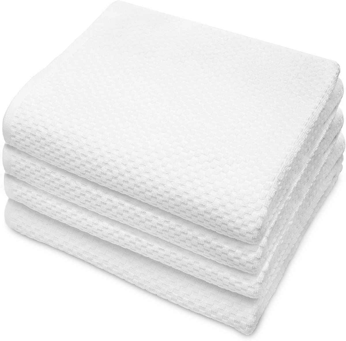 SnelShoppen - Luxe Wafel Badhanddoeken Set van 4 - Oversized 76x142 cm - 100% Katoen - Wit - Ideaal voor Spa, Thuis, Badkamer en Wellness