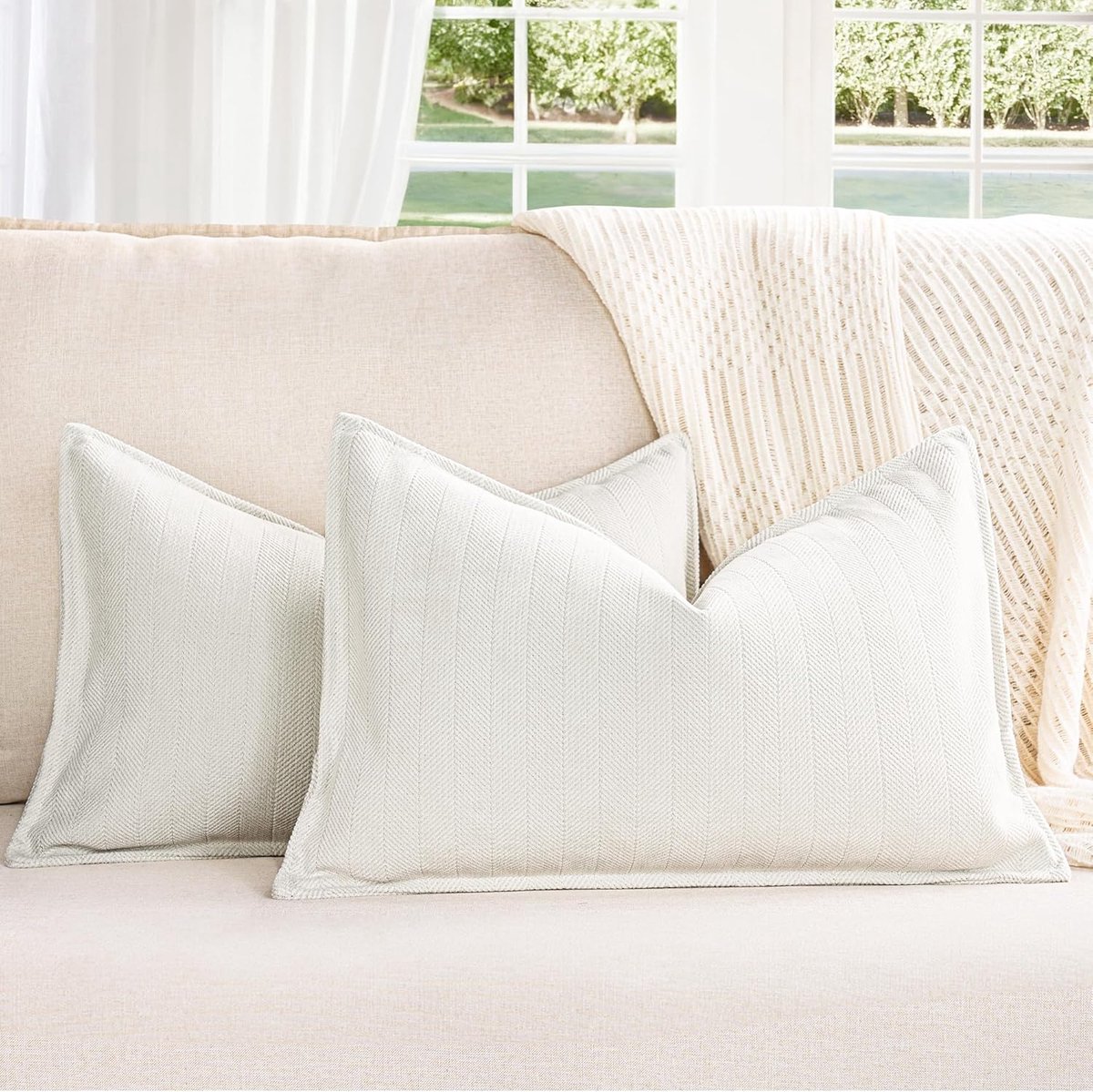 SnelShoppen - Set van 2 Chenille Sofa Kussenhoezen 30x50 cm - Luxe Zachte Decoratieve Kussens voor Bank, Bed & Thuisdecoratie - Elegant Design