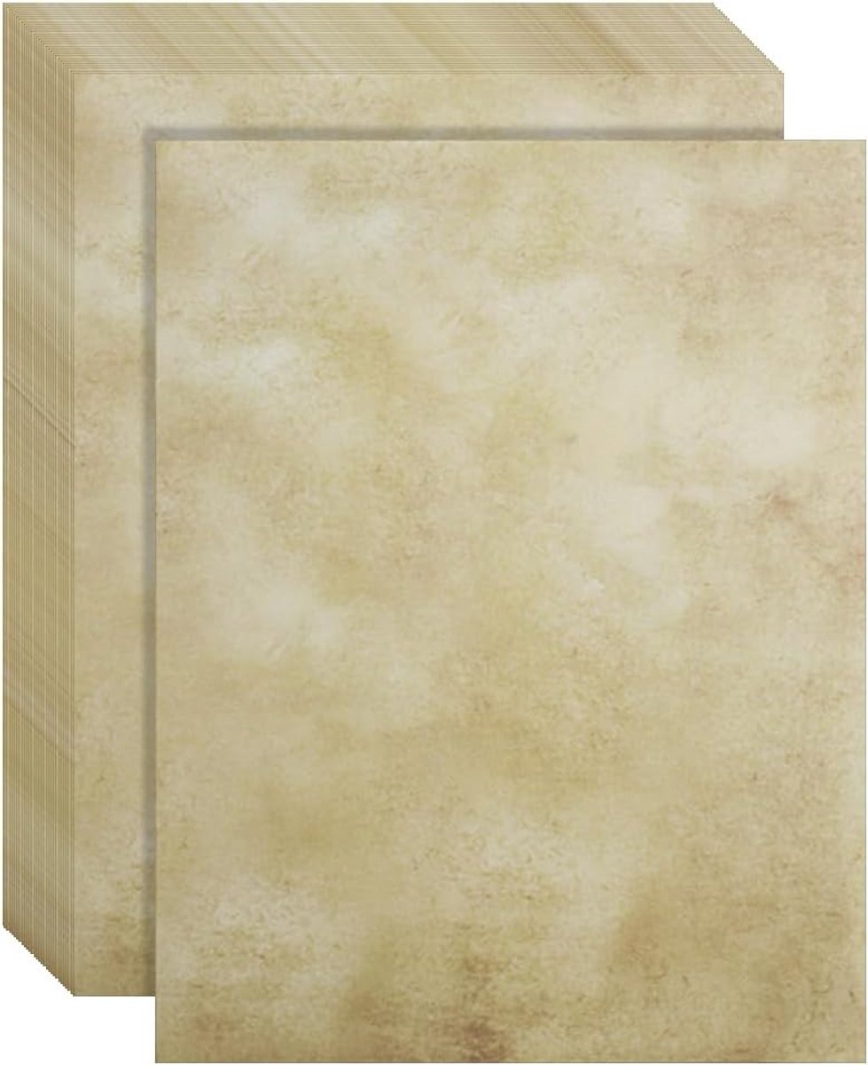 SnelShoppen - Vintage Stationery Set - 30 Vellen Afvalpapier DIN A4 - Middeleeuws Kraftpapier - Dubbelzijdig Gedrukt - Parchment-Look Certificaatpapie