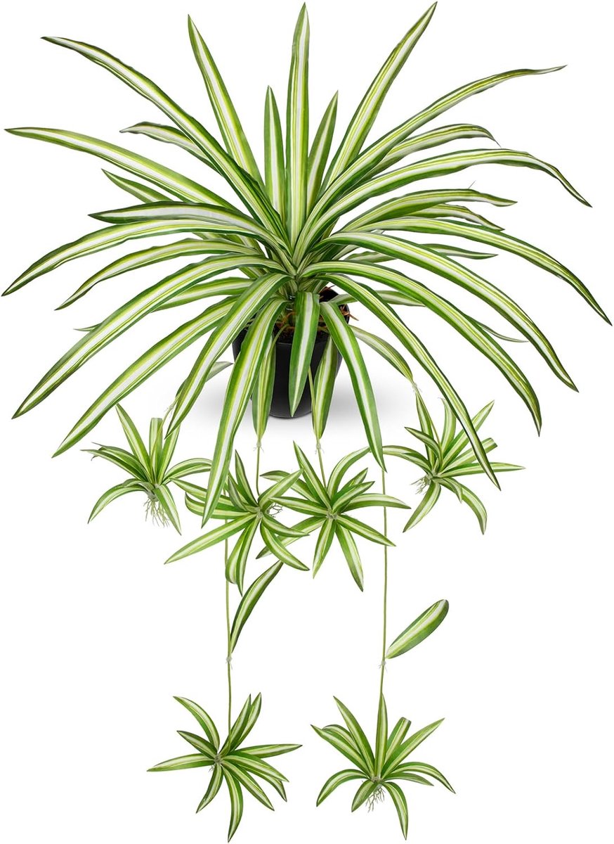 SnelShoppen - Kunstplant Hangplant Chlorophytum Potted Green Lily - Duurzaam UV-bestendig Decoratieve Planten voor Woonkamer, Balkon, Slaapkamer, Badk