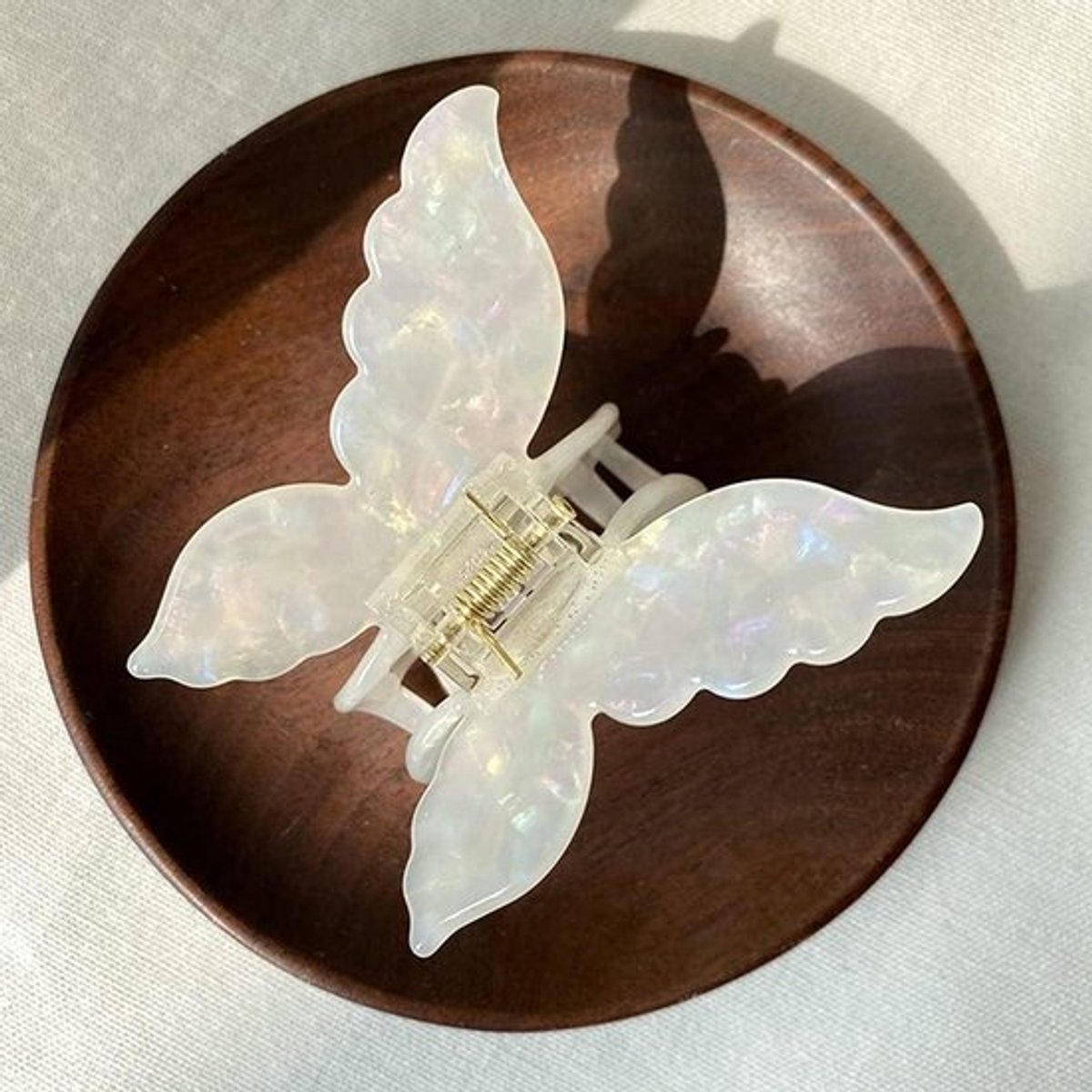 Middelgrote haarclip voor vrouwen en meisjes, vlinderhaarspelden, kunststof haarklemmen, wit, retro haaraccessoires