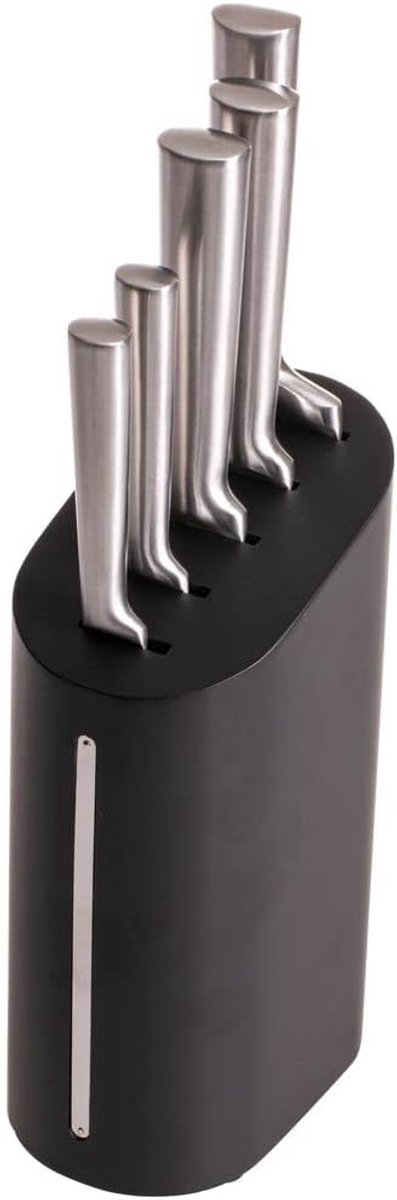 SnelShoppen - 6-delige Messenset met Koksmes, Broodmes, Vleesmes, Officemes & Schilmes | RVS Koken | Inclusief Houten Blok | Keukenaccessoires