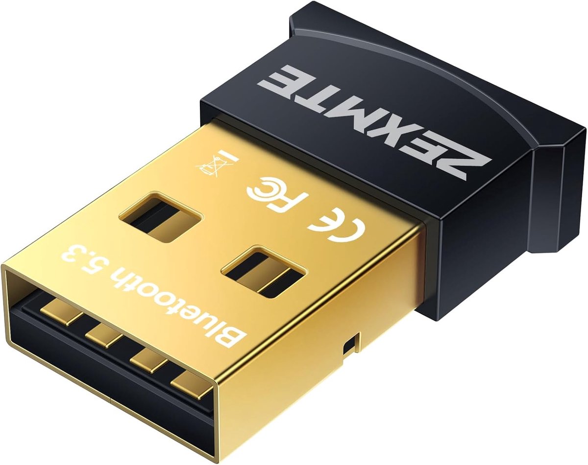 SnelShoppen - USB Bluetooth Adapter voor PC - 5.3 Dongle Receiver EDR & BLE - Plug and Play voor Desktop en Laptop - Voor Keyboard, Muis, Headsets en