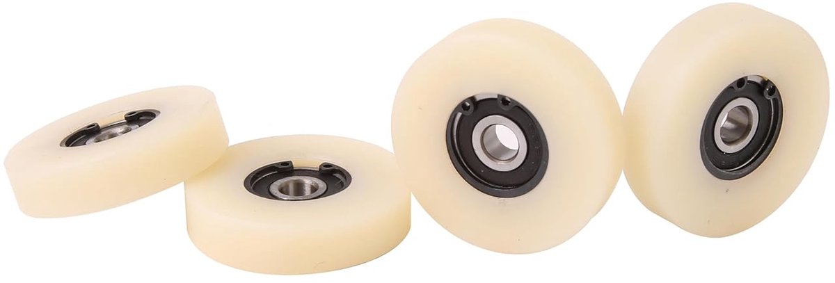 SnelShoppen - 4 Stuks Machined Nylon Wielen 50mm Diameter met 8mm Kogellagers - Zelf-lubricerend, Geluidsreductie, Geschikt voor Sliding Doors en Mech