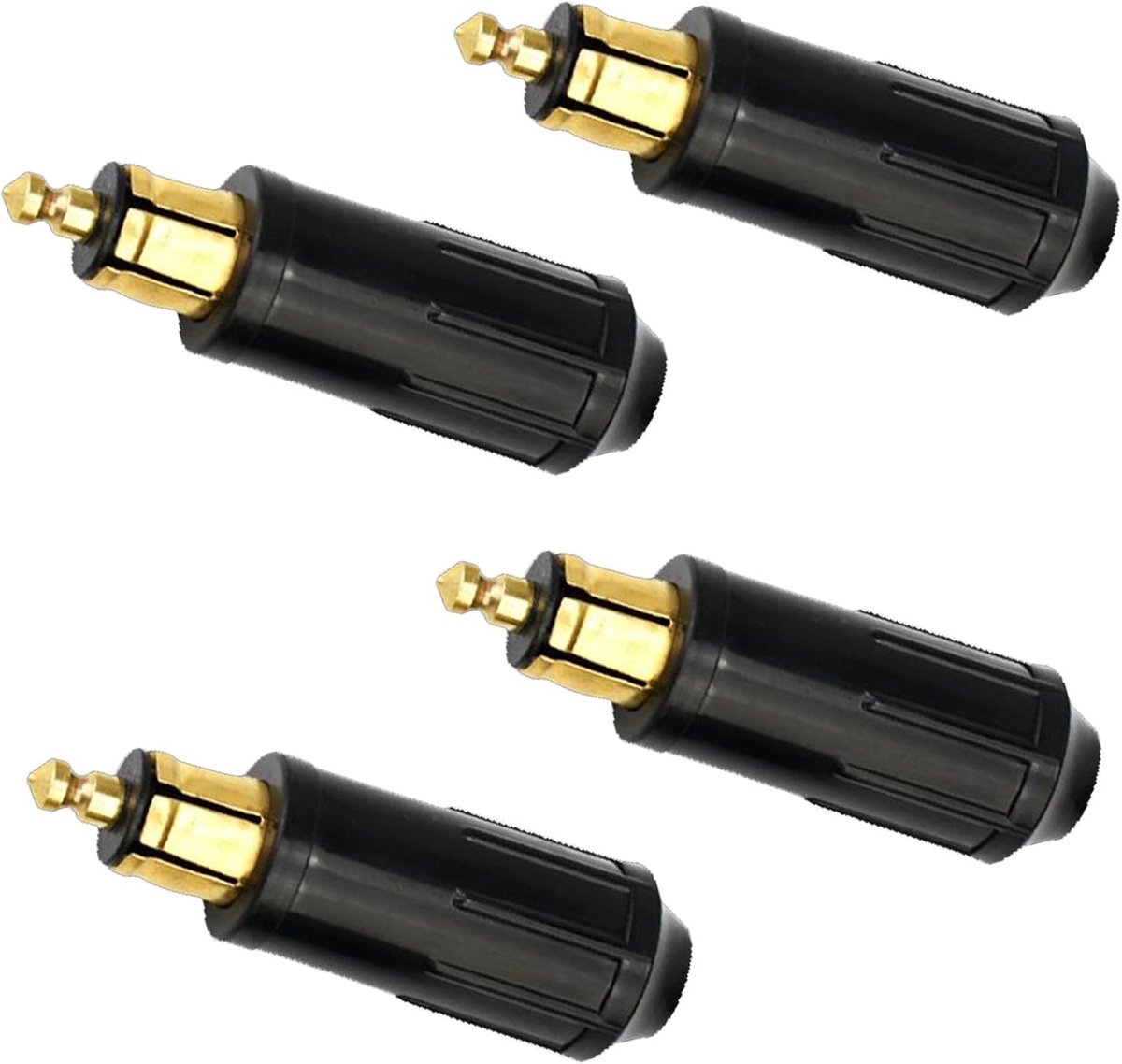 SnelShoppen - 4 Stuks DIN Plug EU Plug 12V Sigarettenaansteker - Europese Standaard - Koper - Voor Auto en Motor - Duurzaam en Temperatuurbestendig