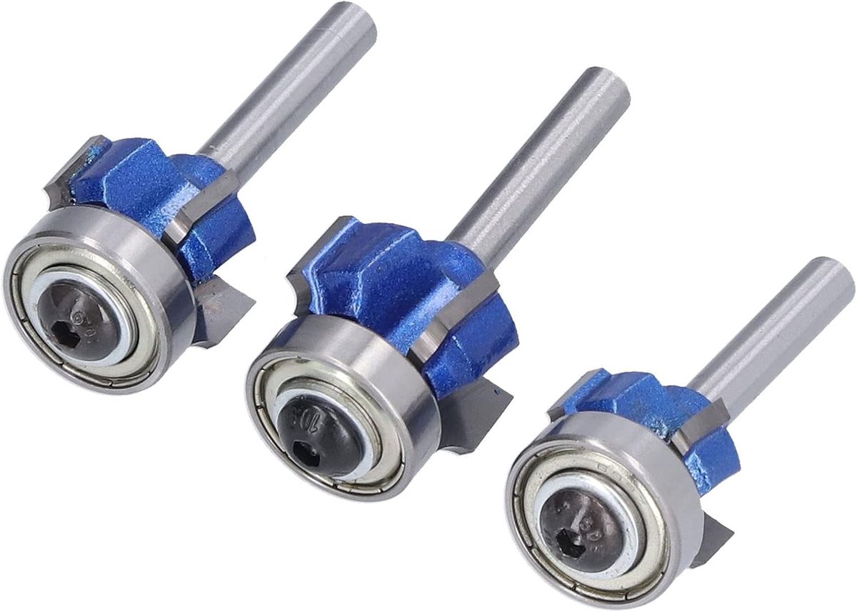 SnelShoppen - 3Pcs Angle Round Bit Edge Milling Cutters Houtbewerking 6mm Schacht Industrieel Kwaliteit Met Opbergdoos Voor Kast, Lade, Tafel
