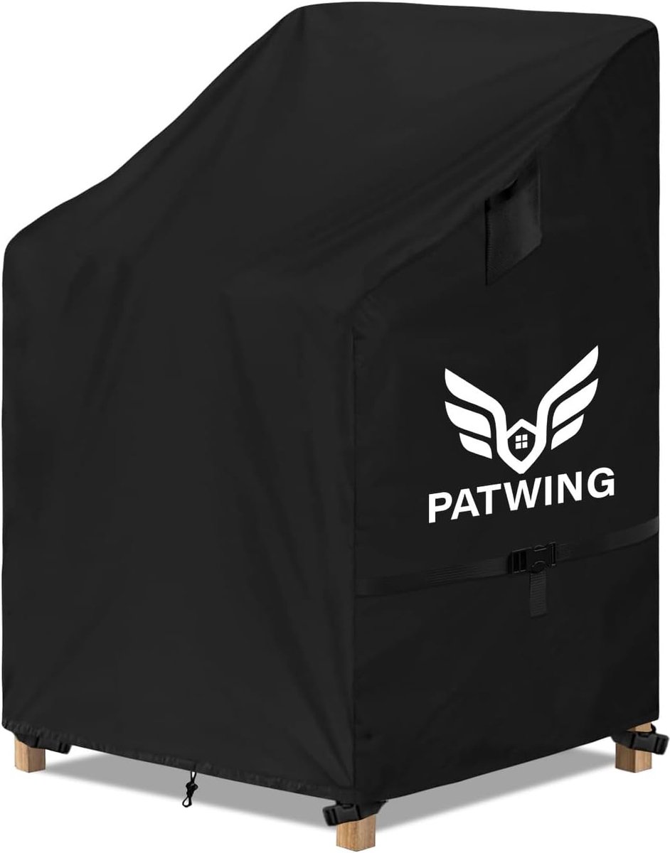 SnelShoppen - Tuinstoel Bescherming - Stapelbare Stoelhoes - 600D Oxford Stof - Waterdicht en Duurzaam (Zwart, 65*75*85/125cm)