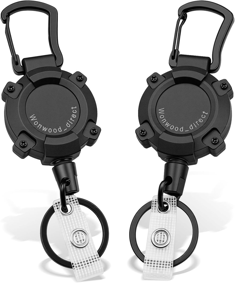SnelShoppen - 2 Stuks Retractable Sleutelhanger met Stalen Draad ID Kaarthouder Uittrekbaar voor Sleutels en Kaarten, Ideaal voor Werk en Vrije Tijd