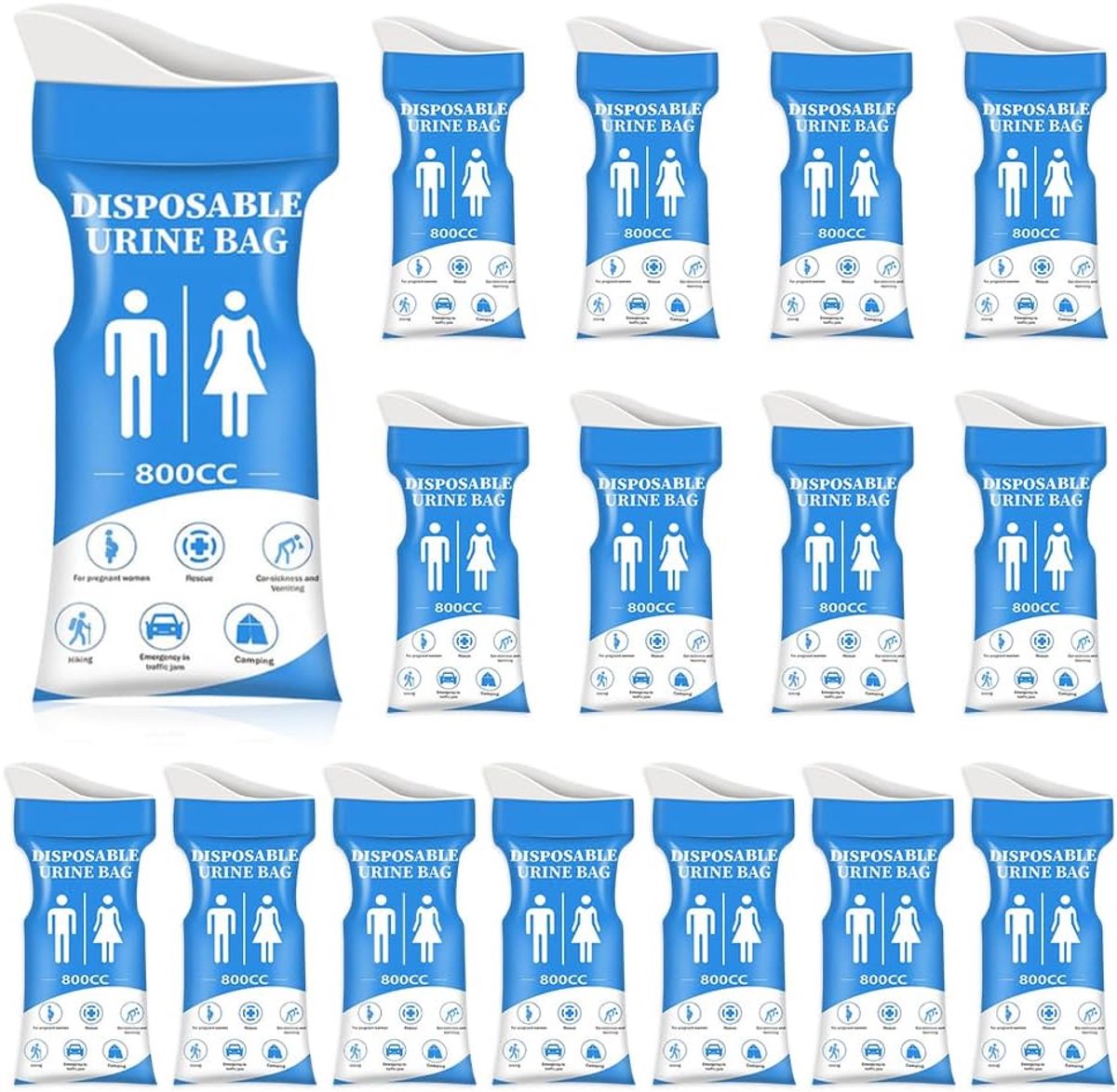 SnelShoppen - Disposable Urine Bag 800CC - Gel Urinezak voor Mannen, Vrouwen, Zwangere Vrouwen, Kinderen - Ideaal voor Reizen, Camping, Auto, Hiken