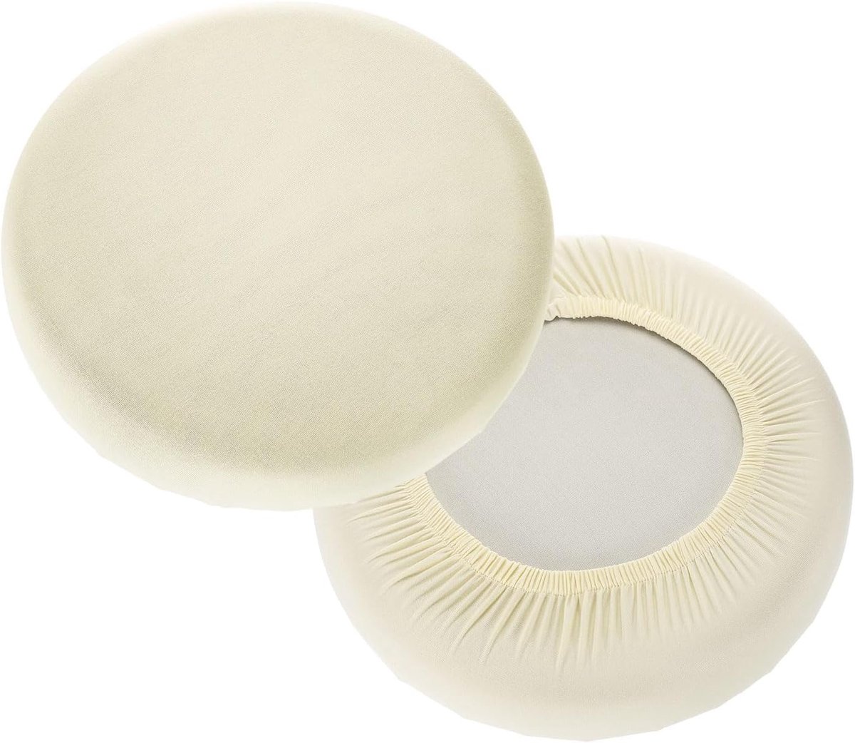 SnelShoppen - 2 Ronde Barkrukhoezen Wasbaar, Stofdicht en Slijtvast, Voor Krukken 30-45 cm, Crèmewit, Elastische Stoelhoes voor Bar, Keuken en Woonkam