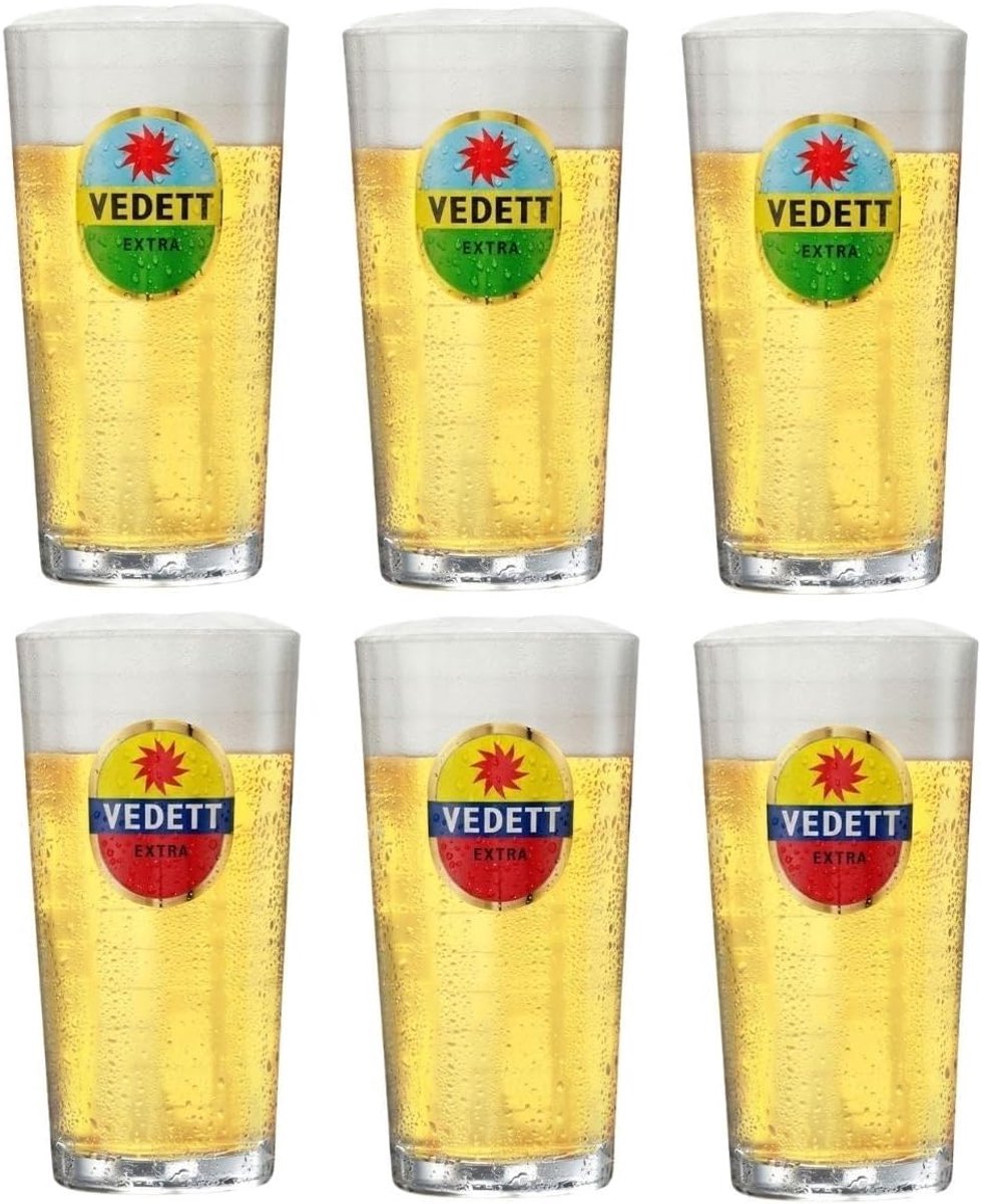 SnelShoppen - 6 Stuks Bierglazen 250 ml - Officiële Bierglazen voor Feest, Tuin en Keuken - Perfect voor Bierliefhebbers