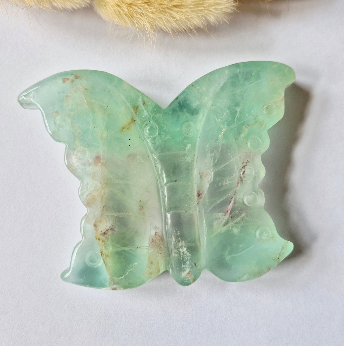 Fluoriet Vlinder Carving – 10 cm Edelsteen #9
