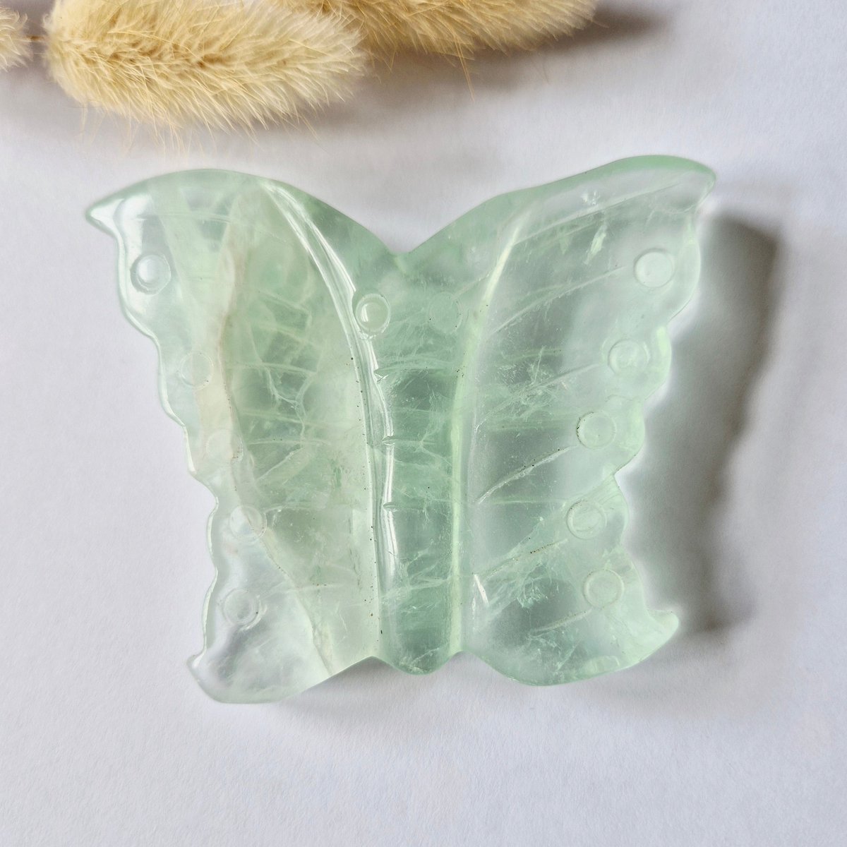 Fluoriet Vlinder Carving – 10 cm Edelsteen #12