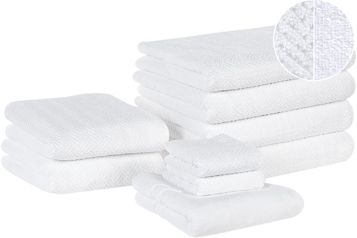 MITIARO - Handdoek set van 9 - Wit - Katoen