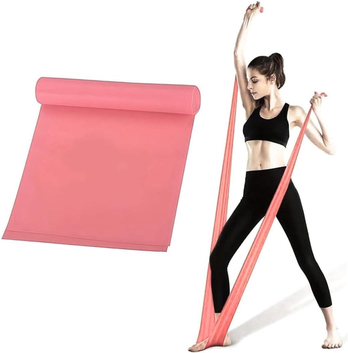 Fitness Bands voor Yoga, Pilates en Krachttraining met Draagtas en Oefeninstructies - Roze Gymnastiekbanden voor Fysiotherapie en Thuisworkouts
