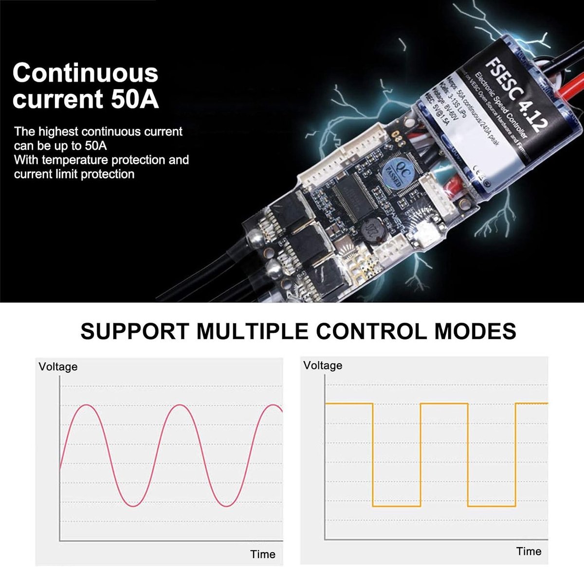 50A Elektronische Snelheidsregelaar V4.12 voor Elektrische Skateboards - Open Source, SK8-ESC, Hoogwaardige Prestaties