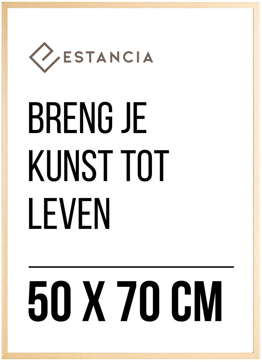 SnelShoppen - Estancia Eiken Houten Fotolijst 50x70 cm met Onbreekbaar Plexiglas voor Muurdecoratie, Wandversiering, Thuis, Kantoor, Modern, Natuurloo