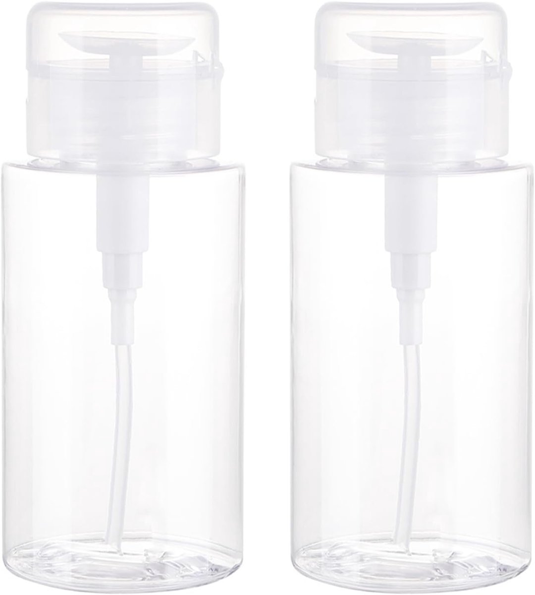 SnelShoppen - Pack van 2 Transparante 200ml Lege Pompflessen - Baby Water Dispenser Pompen voor Make-up Remover, Cleansers en Tonic - Compact en Prakt
