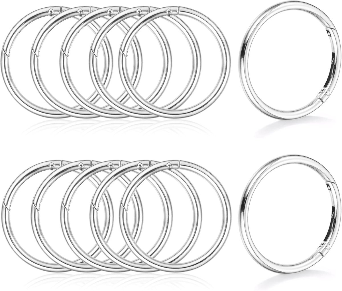 SnelShoppen - Carabiner Ring Sleutelhanger van Zinklegering - Robuuste Karabijnhaak voor DIY, Camping, Tassen en Creatieve Projecten - Zilver - 10 Stu