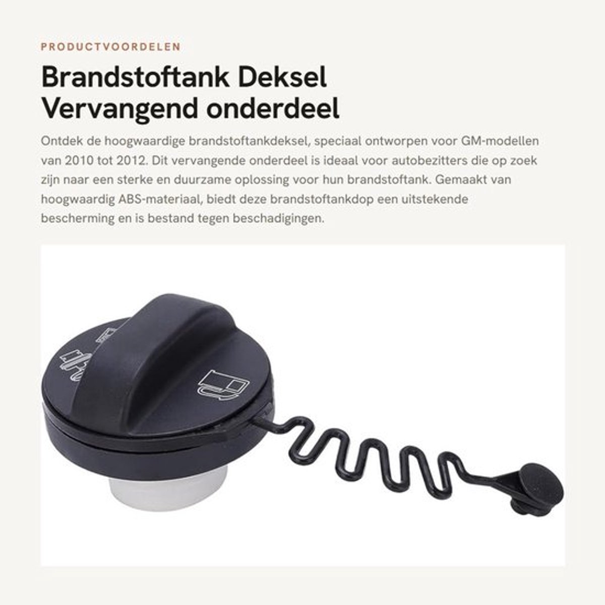 Brandstoftank Deksel Hoogwaardig ABS - Vervangend Onderdeel - GM 2010-2012 - Sterk en Duurzaam - OEM-Nummer 94564508 - Betere Prestaties - Tankdop