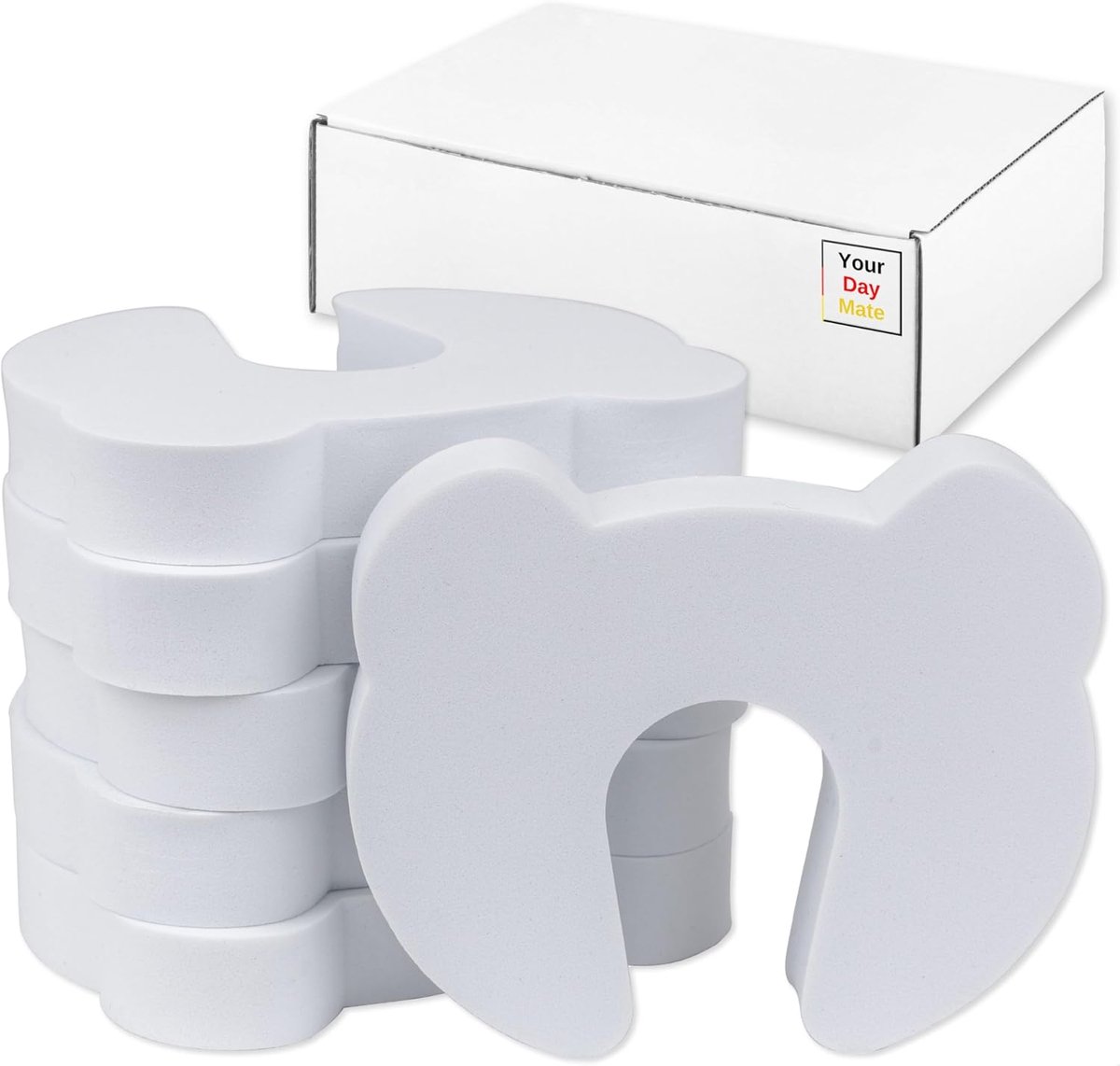 SnelShoppen - Pack van 6 Witte Schuim Deurstoppers voor Kinderen en Huisdieren - Vingerbescherming Deuren 25-50mm - Veiligheidstoestel tegen Dichtslip