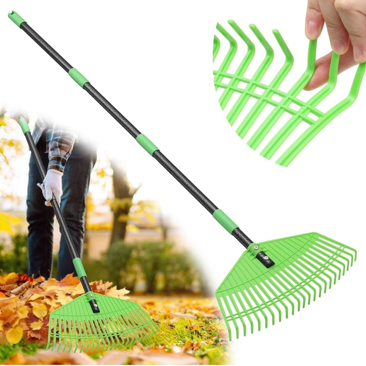 SnelShoppen - Tuinharken met 23 Tanden Grijs - Tuingereedschap voor Efficiënt Harken van Bladeren en Gras - Duurzaam en Lichtgewicht - Ideaal voor Tui