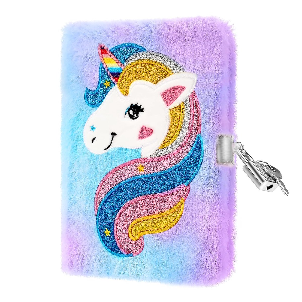 SnelShoppen - Secret Diary for Girls with Lock - Pluche Notitieboek met Hangslot - Unicorn Tie Dye Design - Persoonlijk Notitieboek voor School, Kanto