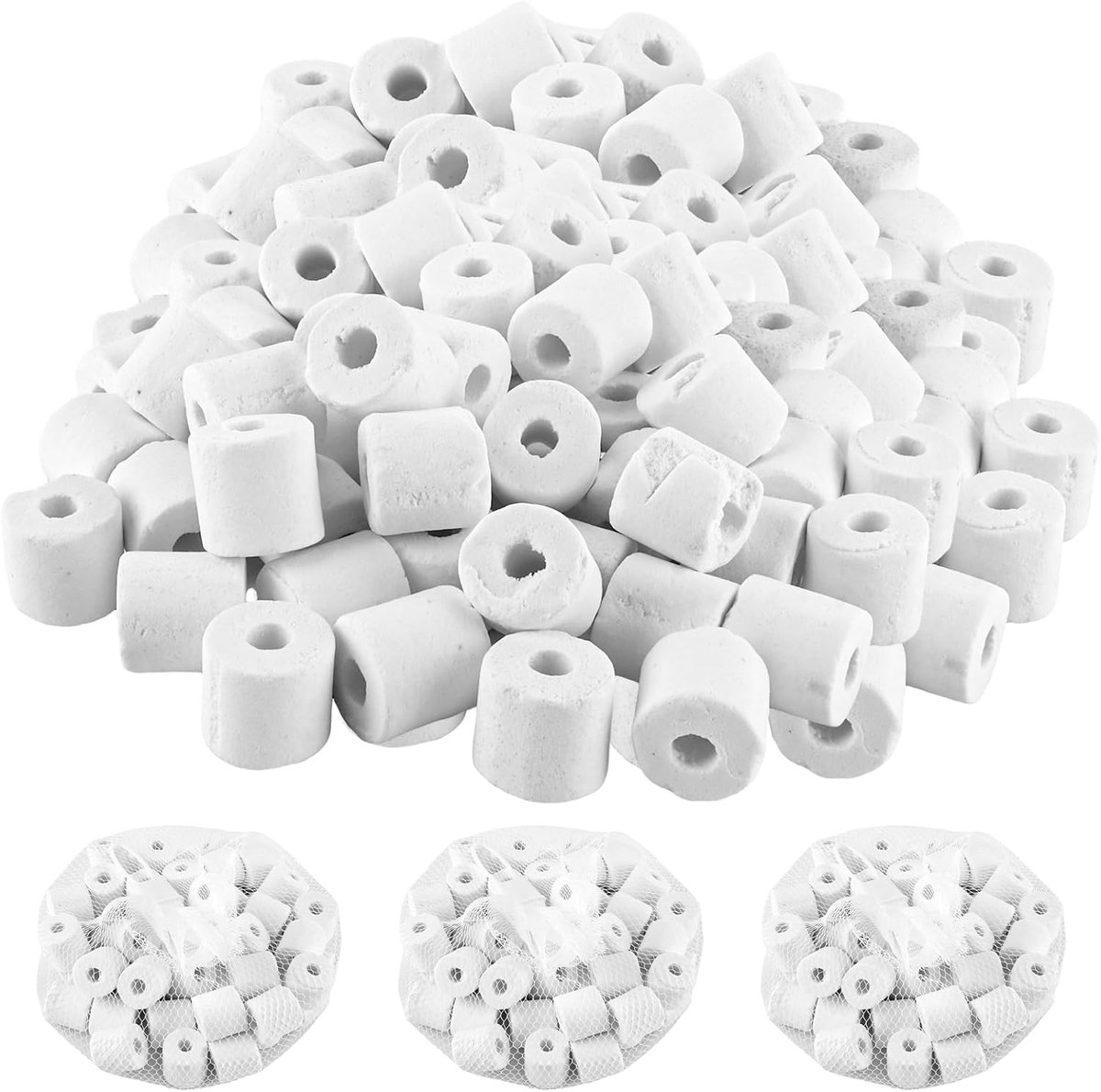 SnelShoppen - 4x420g Keramische Filterringen voor Aquarium en Vijver, Hoogwaardige Biologische en Mechanische Filtratie, Organisch Filtermateriaal voo