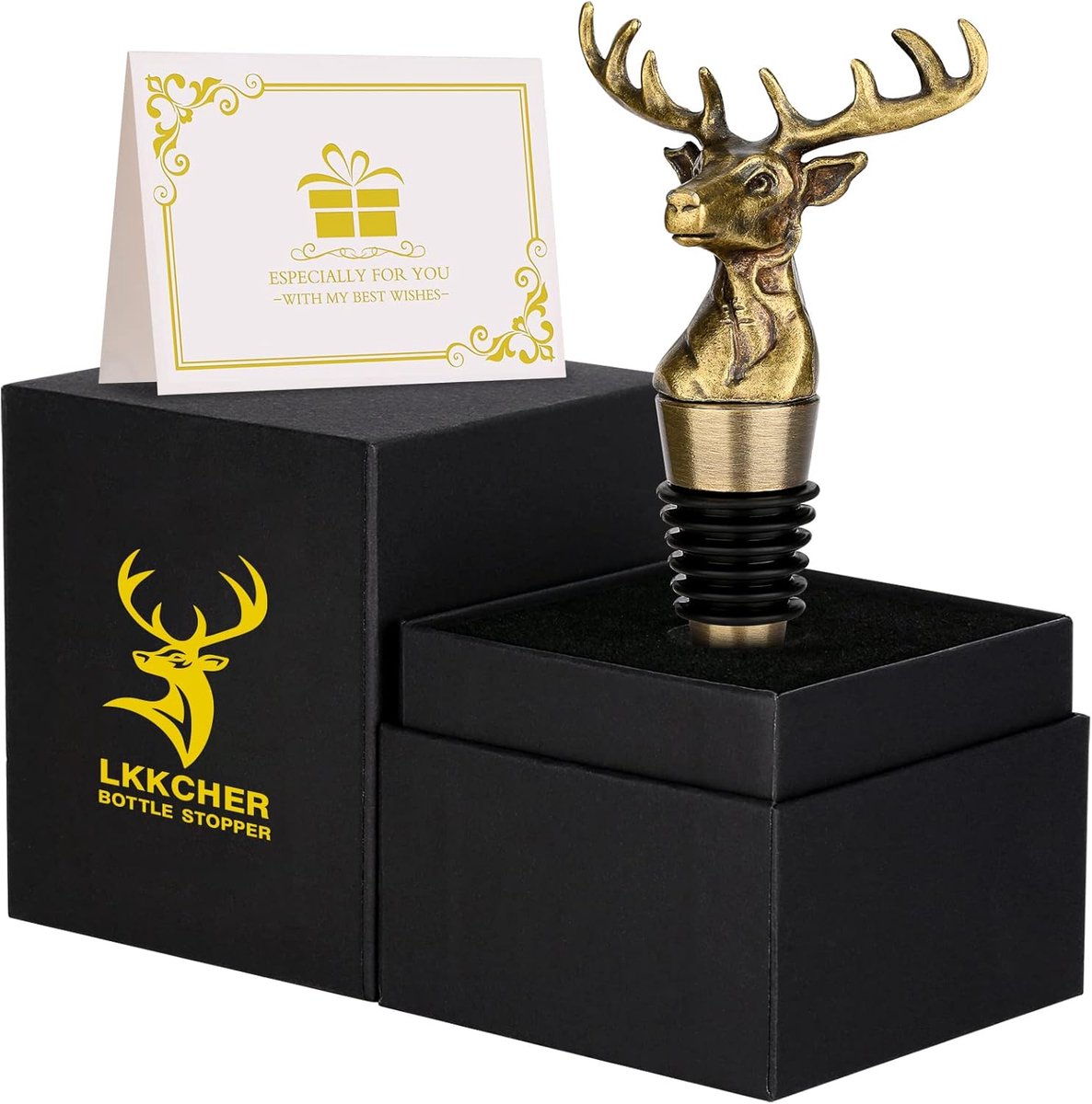 SnelShoppen - Vintage Herten Hoofd Wijnstopper - Unieke Wijnfles Stopper voor Wijnliefhebbers - Decoratieve Cadeau voor Mannen, Vrouwen, Jagers - Perf